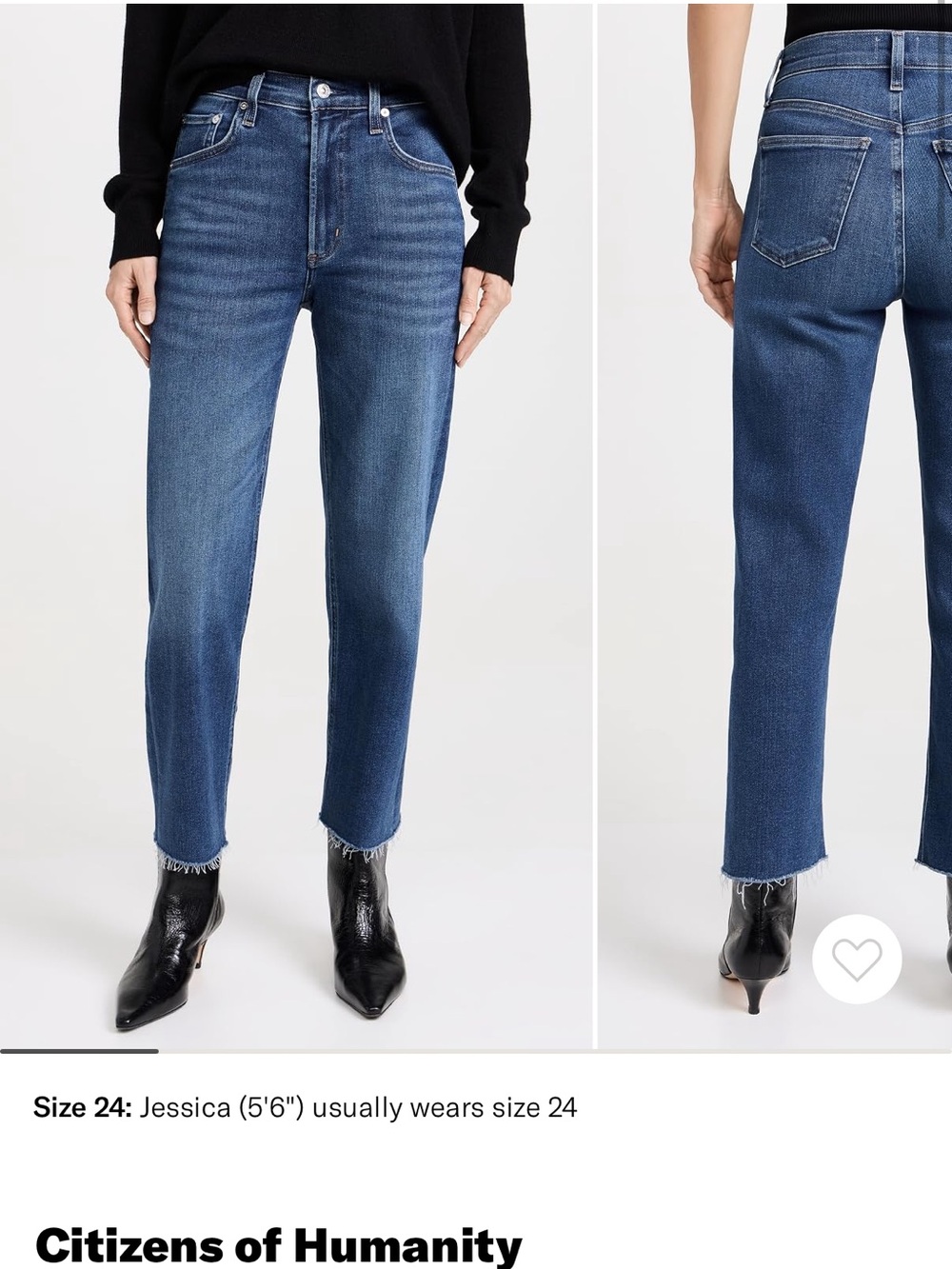 Citizens Of Humanity Dark/Medium Blue High-Rise Cropped Straight Jeans